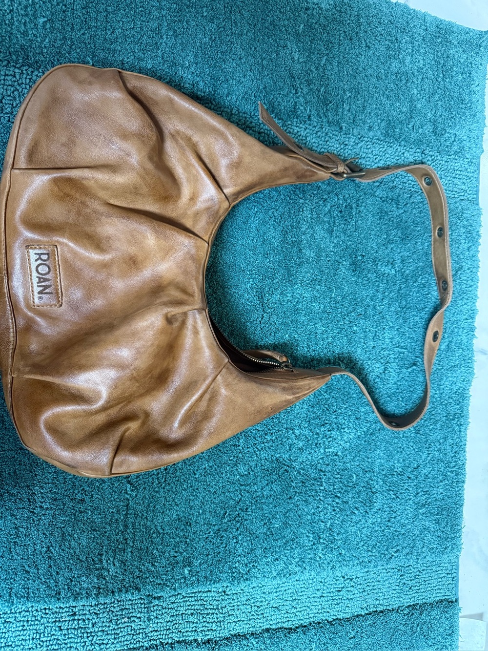 ROAN Genuine Leather Tan Shoulder Hobo Bag